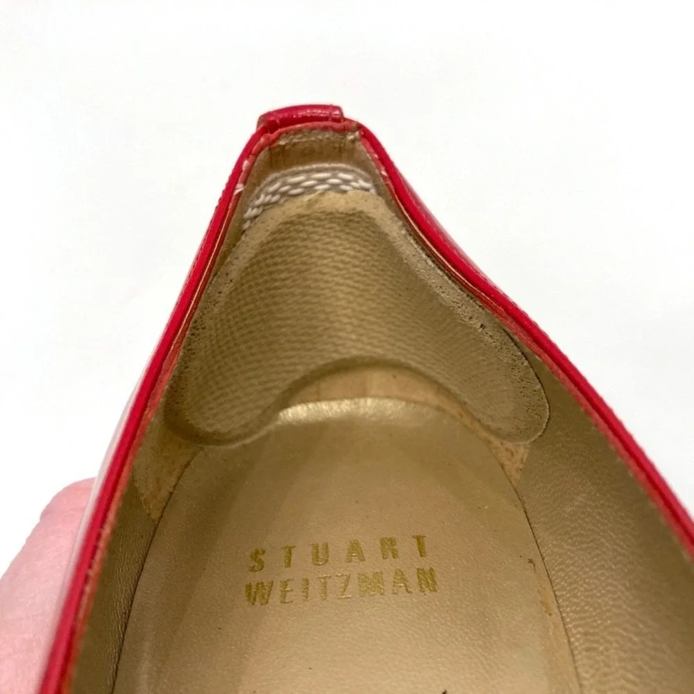 Stuart Weitzman Red Patent Leather Cork Wedge Heels Shoes Womens 7M Platform